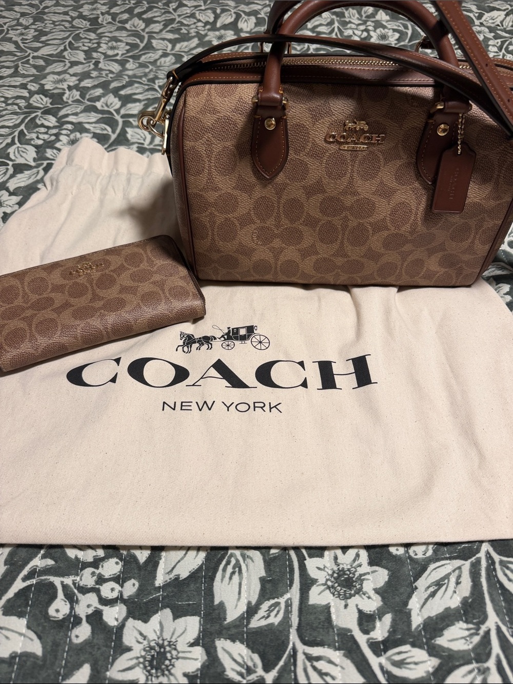 Coach Brown Monogram Satchel with Matching Wallet